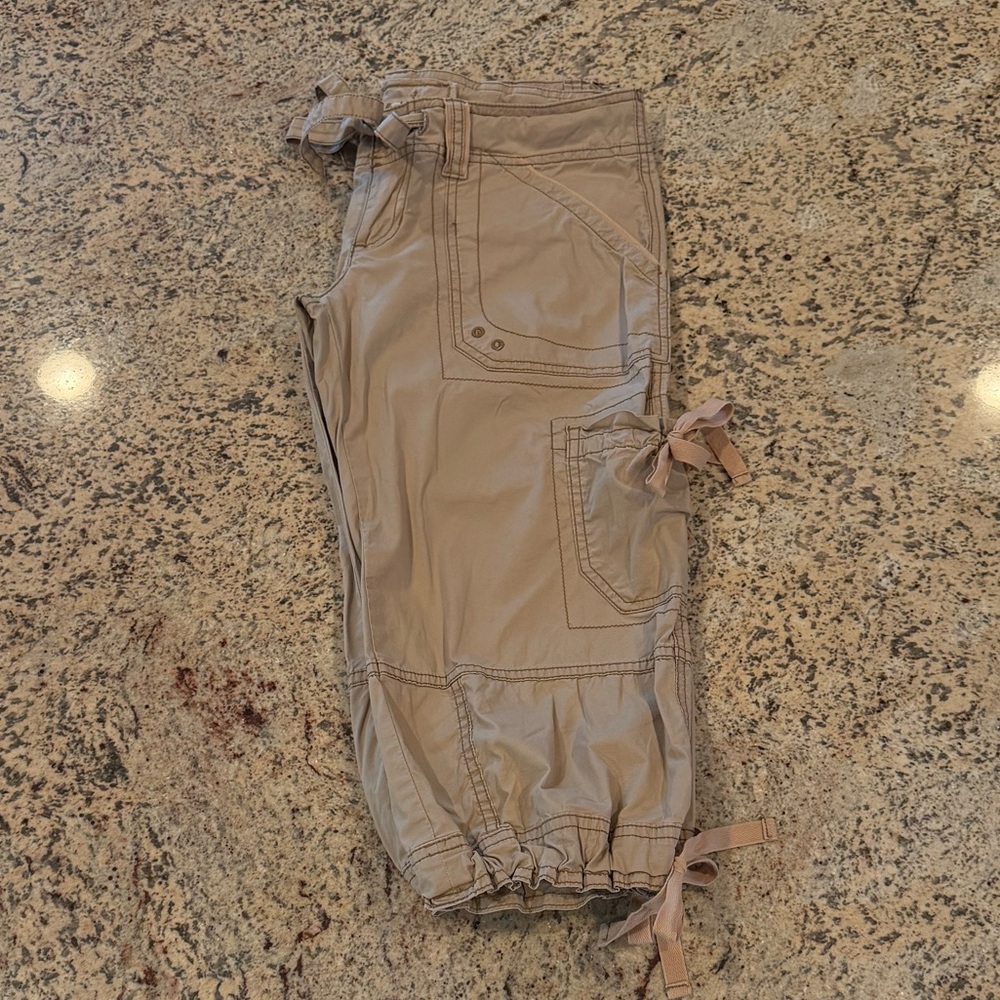 Hollister Tan Cargo Capris with Tie Details